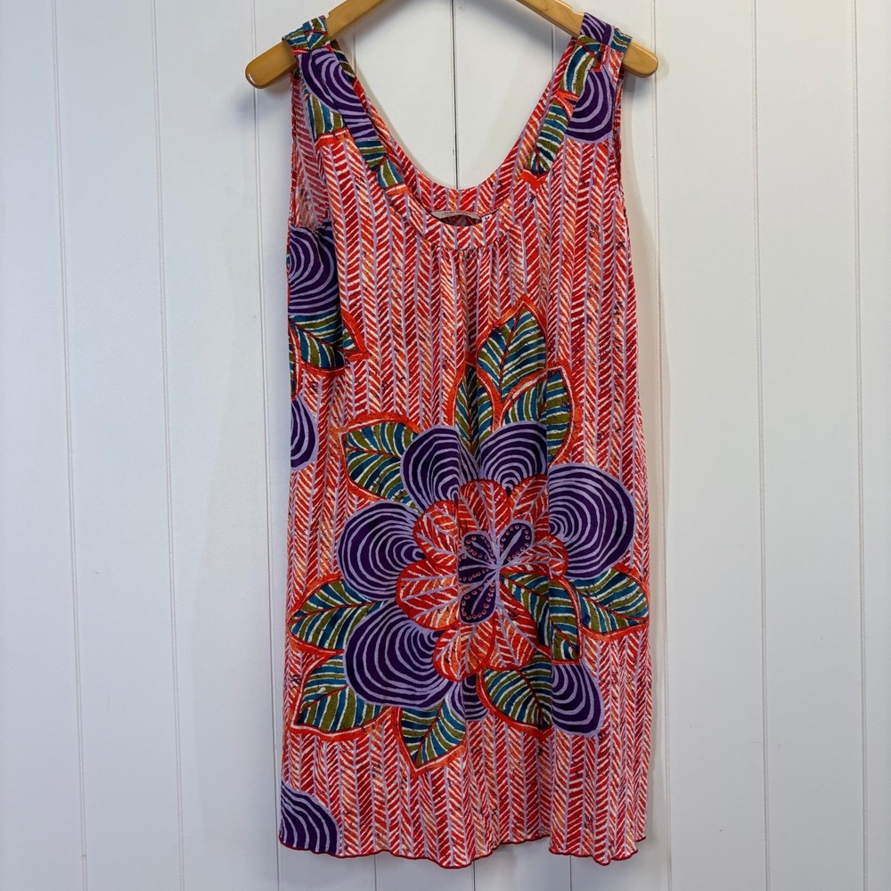 Vintage Jams World Boho Tropical Mini Dress Size M Art Deco Dopamine Beachy Chic